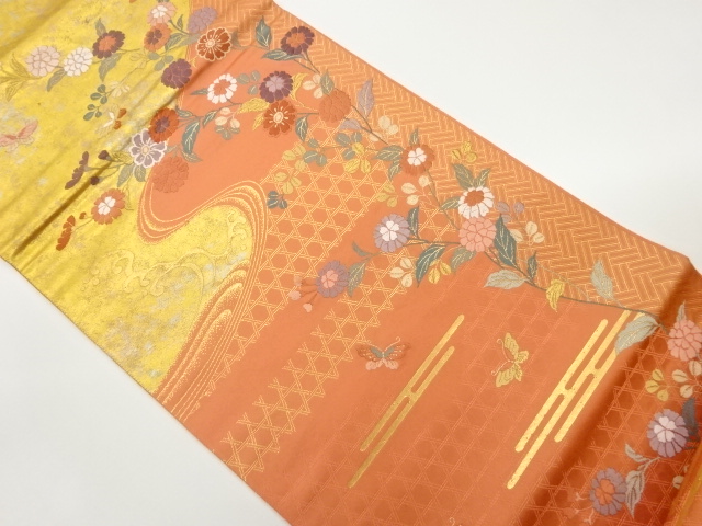 引箔流水蔦花文織出し袋帯